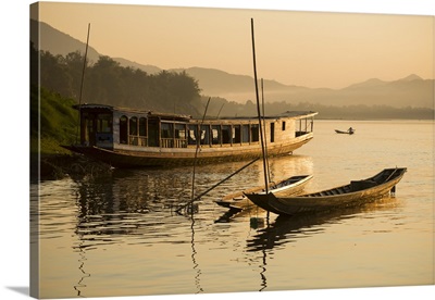 Boats on Mekong River, Luang Prabang, Laos