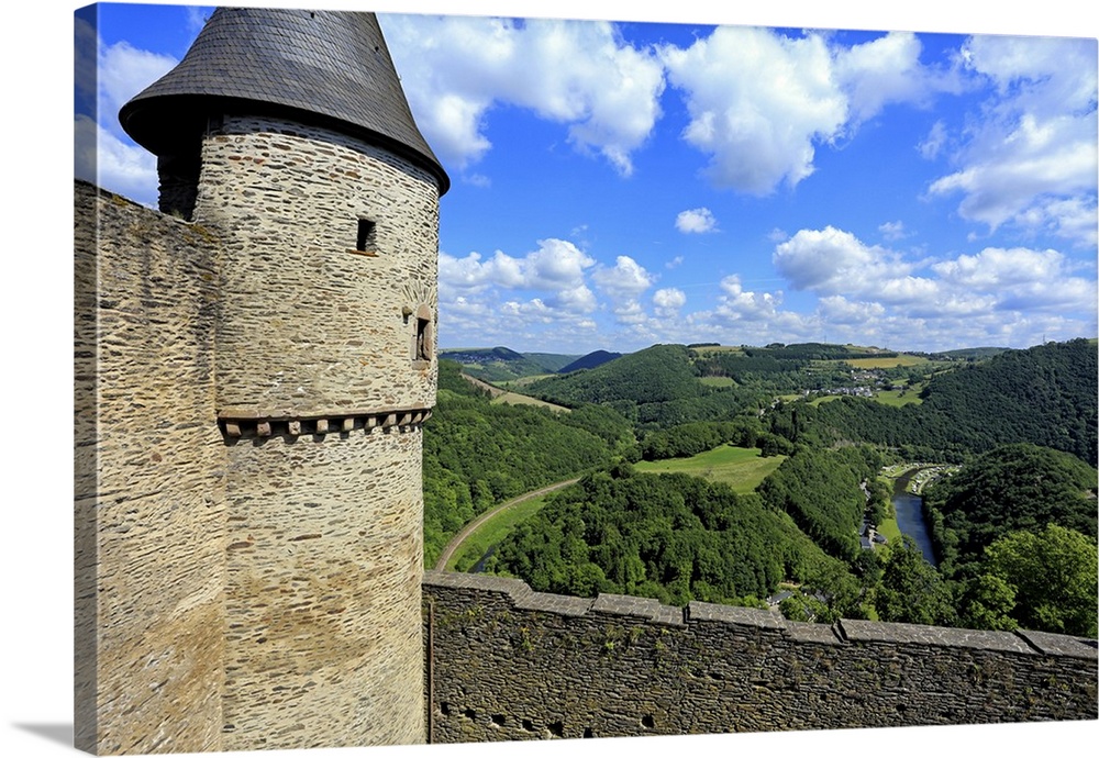 Bourscheid Castle in the Valley of Sauer River, Canton of Diekirch, Grand Duchy of Luxembourg