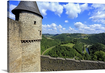 Bourscheid Castle in the Valley of Sauer River, Grand Duchy of Luxembourg