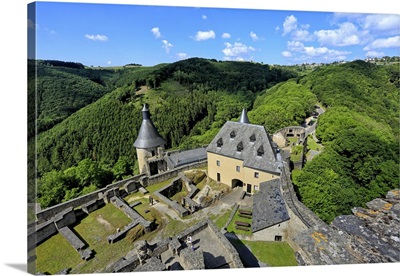 Bourscheid Castle in the Valley of Sauer River, Grand Duchy of Luxembourg
