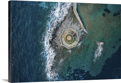 Bourtzi Of Methoni Castle, Drone Aerial Top View, And Sea, Methoni, Peloponnese, Greece