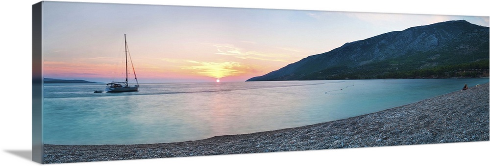 Brac Island, Zlatni Rat Beach at sunset, Bol, Dalmatian Coast, Adriatic, Croatia