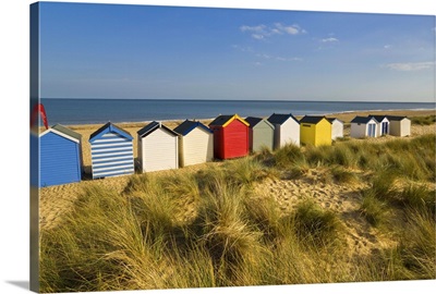 Brightly painted beach huts, Southwold, Suffolk, England