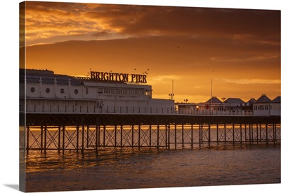 Brighton Pier at sunrise, Brighton, East Sussex, Sussex, England