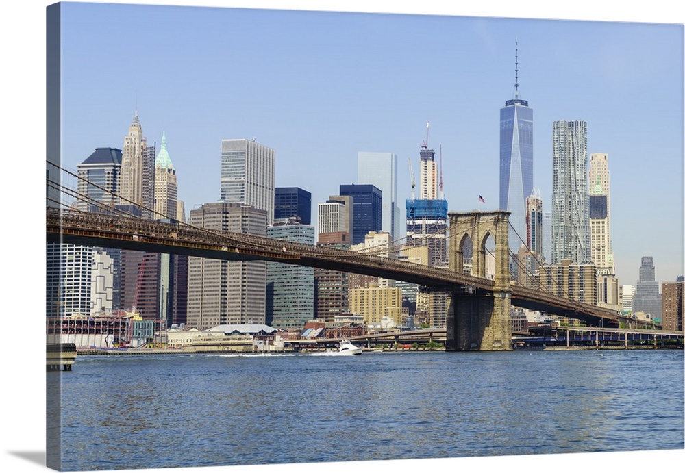 Brooklyn Bridge and Manhattan skyline, New York City, United States of America, North America