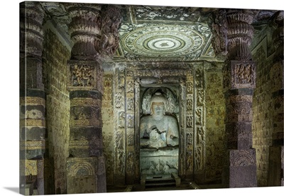 Buddha statue in the Ajanta Caves, Maharashtra, India