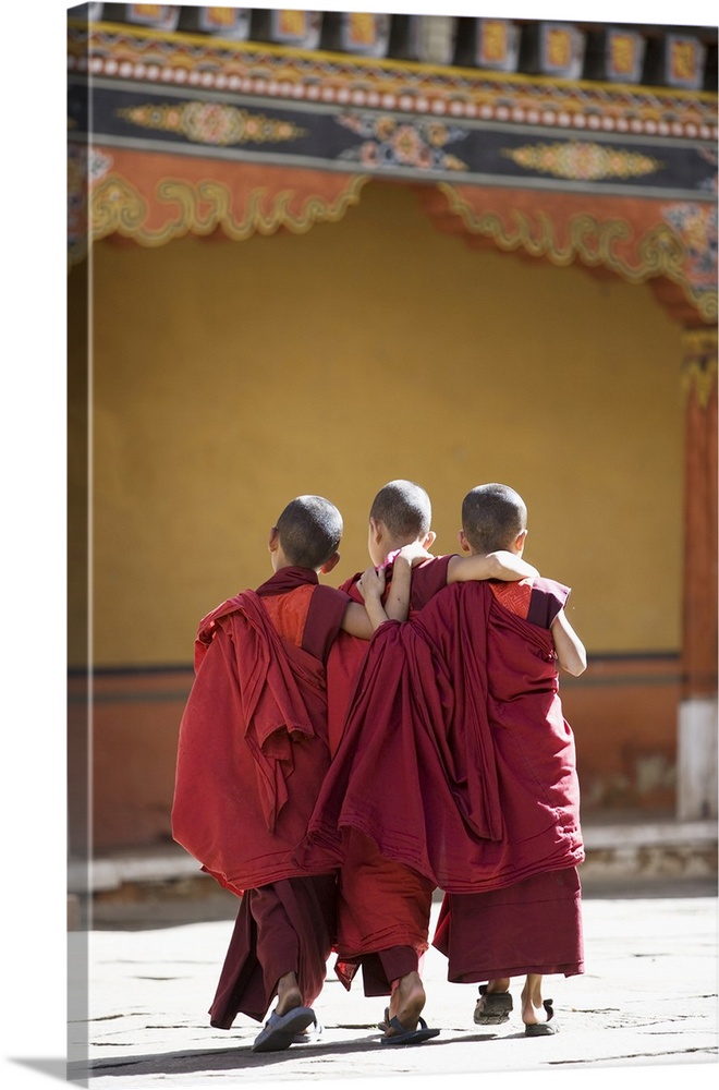 Buddhist monks, Paro Dzong, Paro, Bhutan, Asia