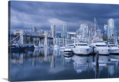 Burrard Bridge and Broker's Bay Marina, False Creek, Vancouver, British Columbia, Canada