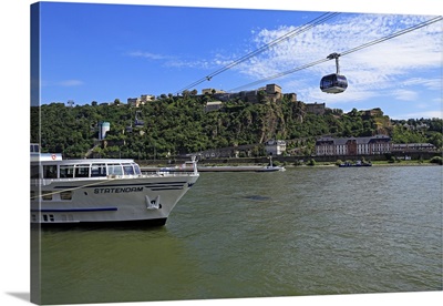 Cable Car to Fortress Ehrenbreitstein on Rhine River, Koblenz, Germany