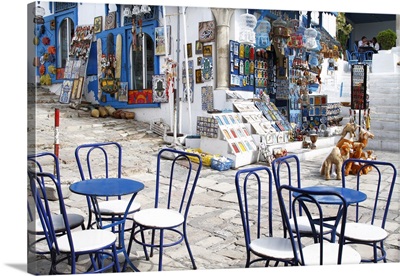 Cafe and souvenir shop, Sidi Bou Said, Tunisia, North Africa, Africa