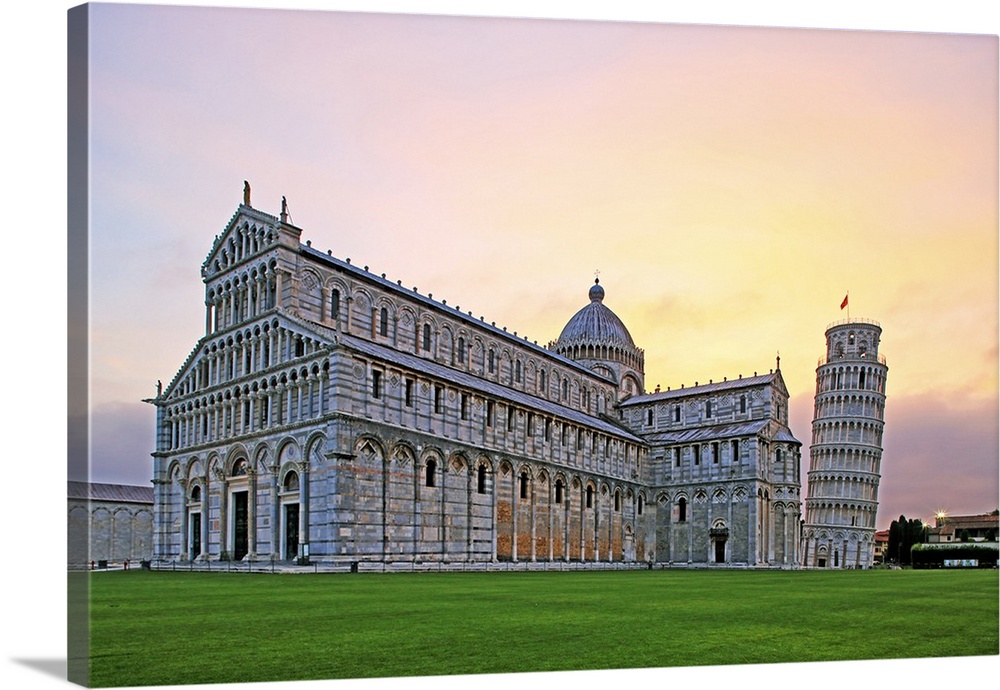 Campo dei Miracoli with Santa Maria Assunta Cathedral and Leaning Tower, Pisa, Tuscany, Italy