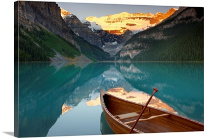 Canoe on Lake Louise, Banff National Park, Alberta, Rocky Mountains, Canada