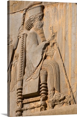 Carved relief of Darius the Great, builder of Persepolis, Iran