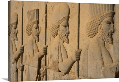Carved relief of Royal Persian Guards, Apadana Palace, Persepolis, Iran