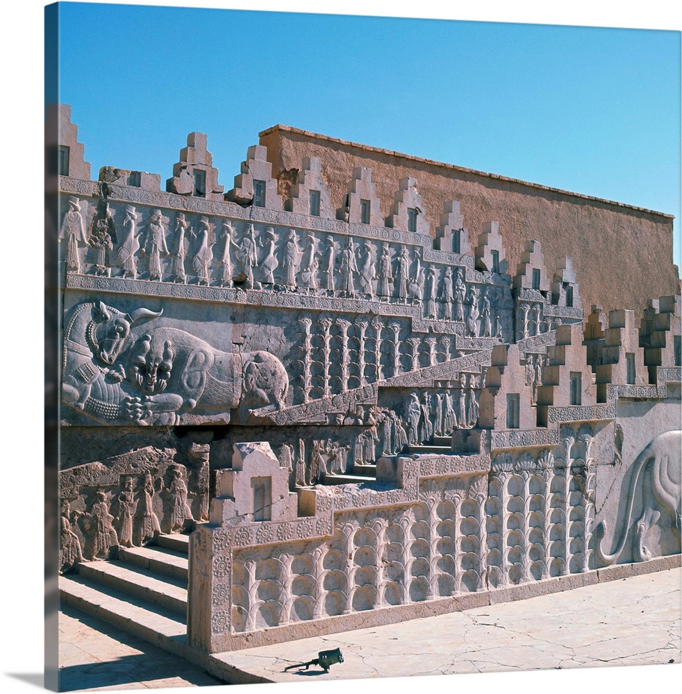 Carvings on staircase, Persepolis, Iran, Middle East