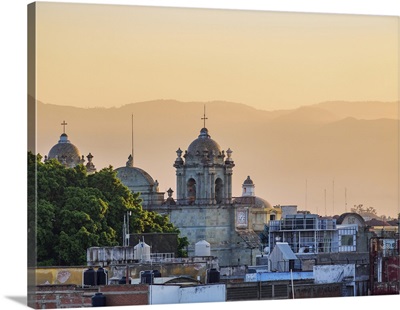 Cathedral Of Our Lady Of The Assumption At Sunrise, Oaxaca De Juarez, Oaxaca, Mexico