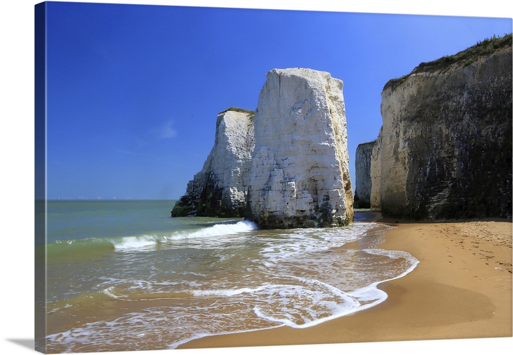 Chalk stacks and cliffs, Botany Bay, near Margate, Kent, England, United Kingdom, Europe
