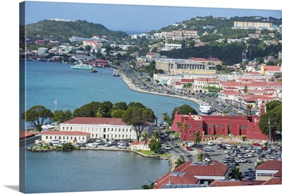 Charlotte Amalie, capital of St. Thomas, with Fort Christian, West Indies, Caribbean
