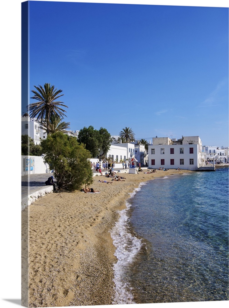 Chora Beach, Mykonos Town, Mykonos Island, Cyclades, Greek Islands, Greece, Europe