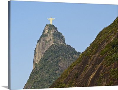Christ the Redeemer statue on top of the Corcovado Mountain viewed from Santa Marta