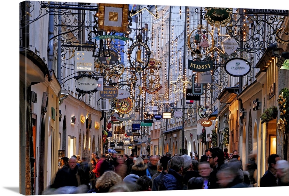 Christmas Decorations in Getreidegasse, Salzburg, Austria