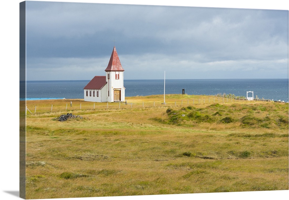 Church by the Sea, Hellnar, Snaefellsnes Peninsula, Iceland, Polar Regions