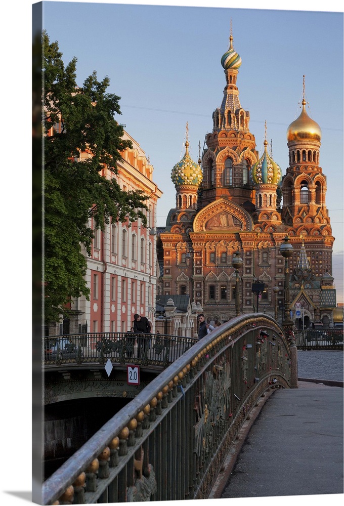 Church on Spilled Blood, and bridge over the Kanal Griboedova, St. Petersburg, Russia