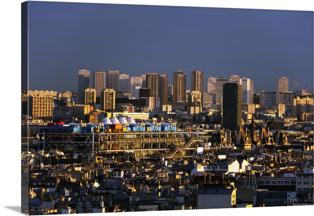 City skyline from Montmartre, Centre Georges Pompidou designed by Renzo Piano and Richard Rogers, Paris, France, Europe