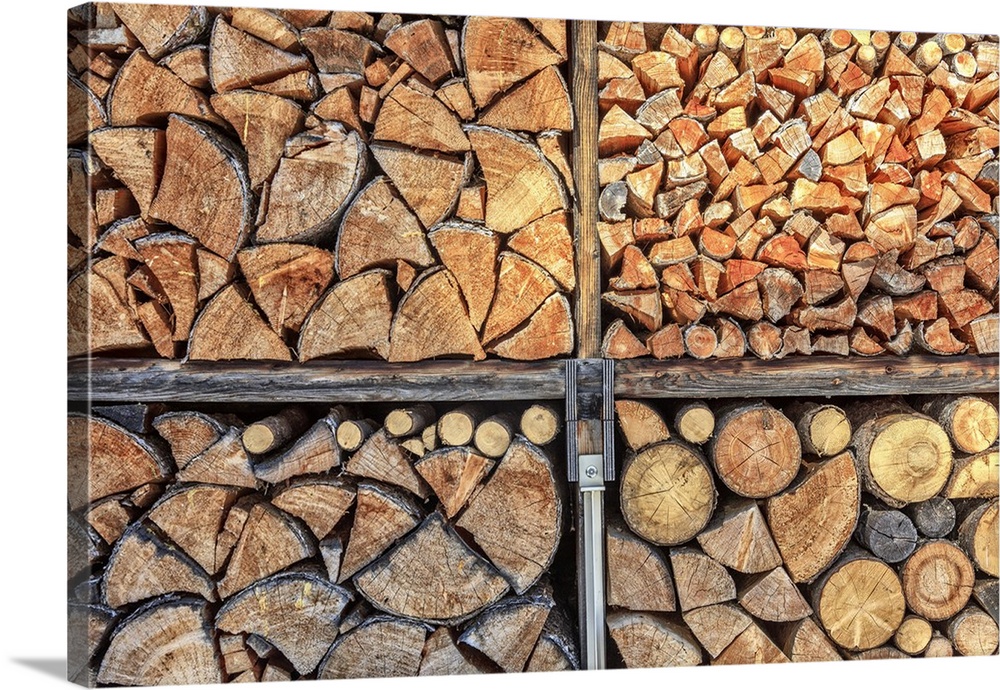 Close up details of firewood stack, Switzerland, Europe