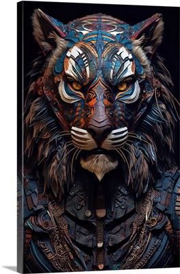 Close Up Of A Tiger In Fantasy Multicolored Style, AI Generated