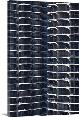 Close-up of Marina City's twin towers, Chicago, Illinois
