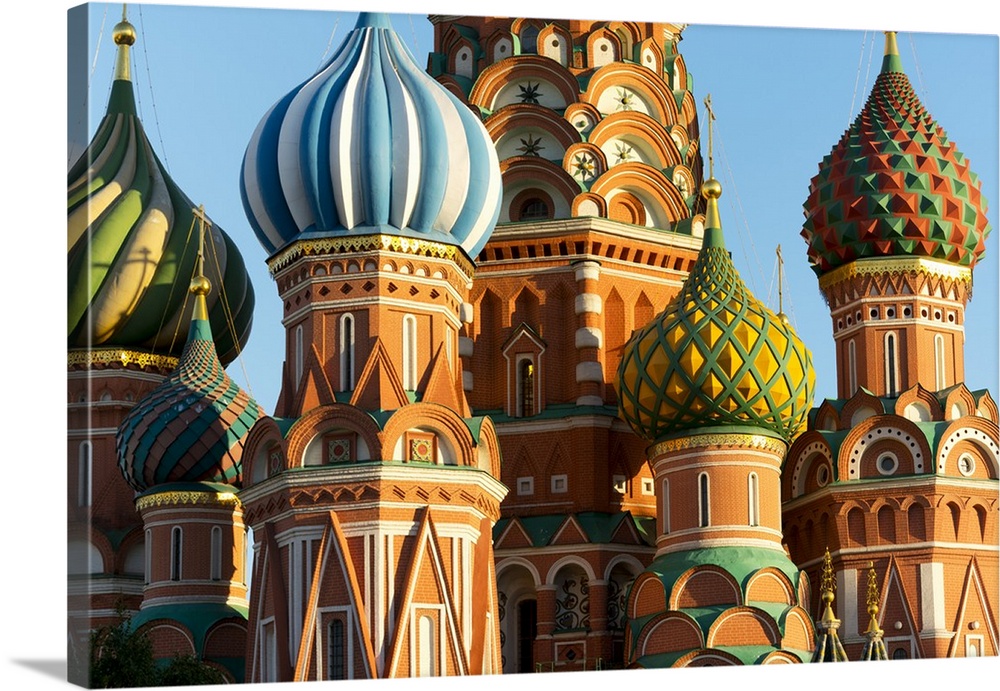 Close-up of the domes of St. Basil's Cathedral, Moscow, Russia