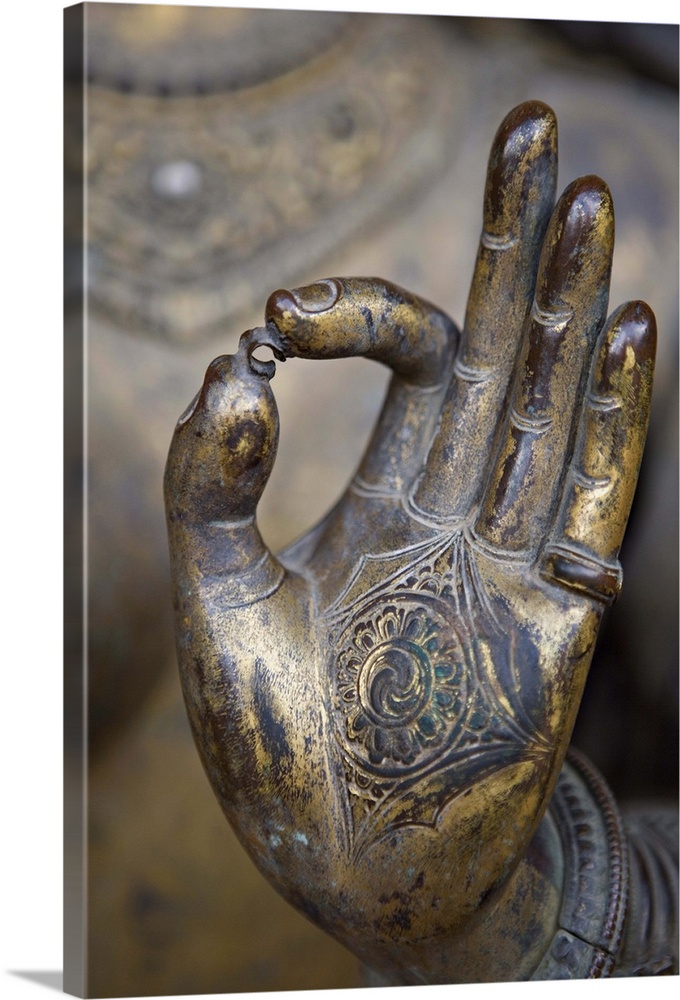 Close-up of the hand of Ganga, a river goddess statue, Patan, Kathmandu Valley, Nepal