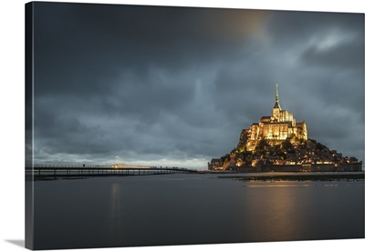 Cloudy sky at dusk, Mont-St-Michel, Normandy, France