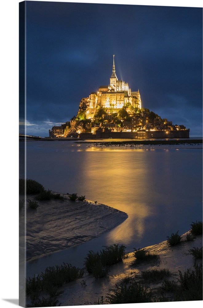 Cloudy sky at dusk, Mont-St-Michel, Normandy, France