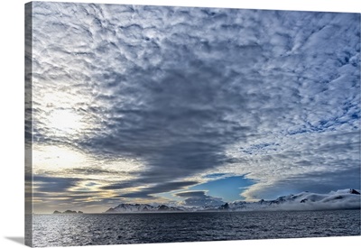 Coastline and clouds, Right Whale Bay, South Georgia, Antarctic, Polar Regions