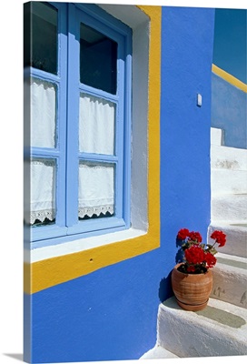 Colourful house in Fira town, Santorini, The Cyclades, Greek Islands, Greece