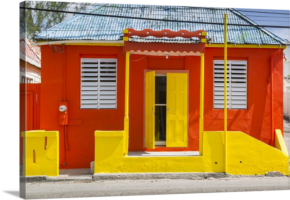 Colourful house on Bay Street, Bridgetown, St. Michael, Barbados, West Indies, Caribbean, Central America