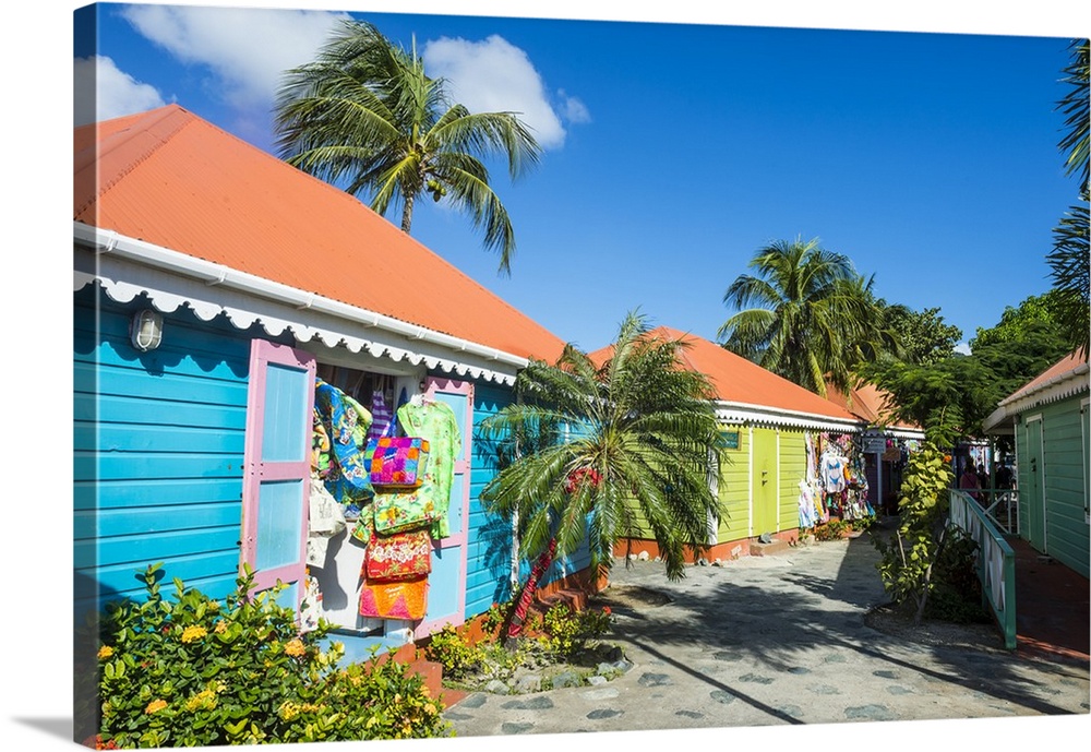 Colourful souvenir shops in Roadtown, Tortola, British Virgin Islands, West Indies, Caribbean