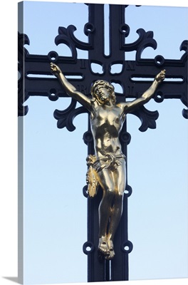 Crucifix, Vysehrad Cemetery, Prague, Czech Republic, Europe