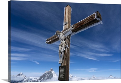 Crucifix With Matterhorn In The Background, Zermatt, Canton Valais, Switzerland