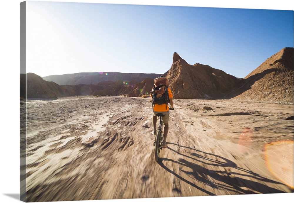 Cycling in the Devil's ravine (Quebrada Del Diablo), part of the Katarpe Valley, San Pedro de Atacama, Atacama Desert, Nor...