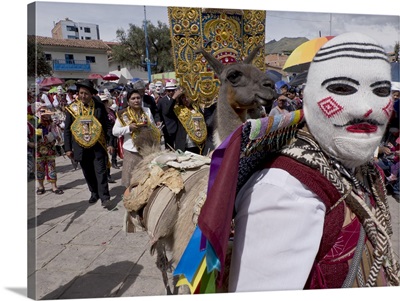 Dancers and audience at the San Jacinto fiesta in Cusco, Peru