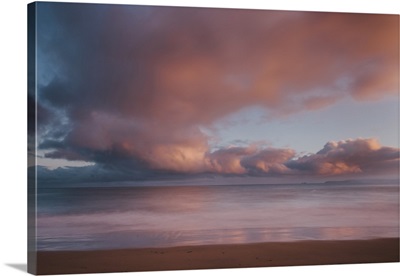 Dawn sky over Carbis Bay beach, Cornwall, England, UK
