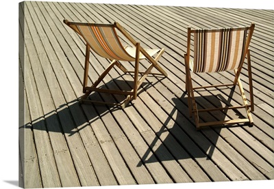 Deckchairs on the seafront boardwalk Deauville, Calvados, Normandy, France
