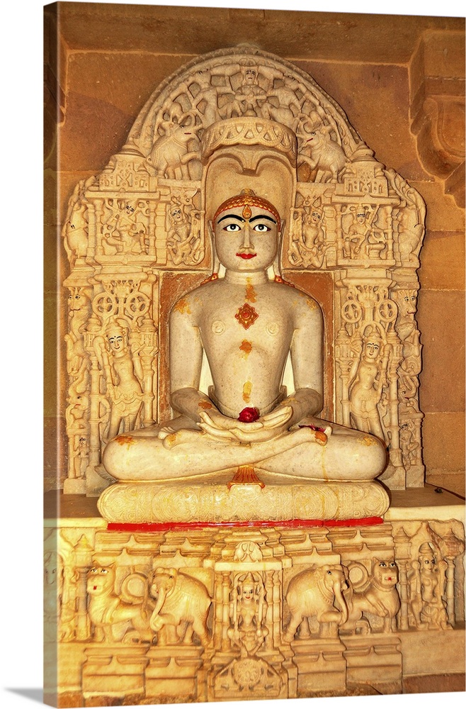 Depiction of Rishabha in Jain temple of Adinath (Rishabha), dating from the 12th century, Jaisalmer, Rajasthan, India, Asia.