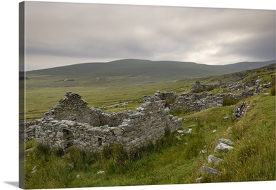 Deserted village at the base of Slievemore mountain, Connacht, Republic of Ireland
