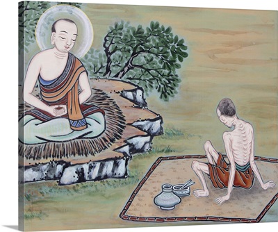 Detail Of A Wall Painting Of The Life Of The Buddha, Seoul, South Korea