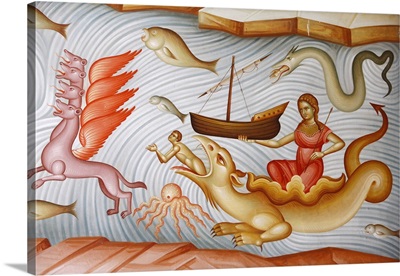 Detail Of Fresco In Capharnaum Greek Orthodox Church, Galilee, Israel, Middle East