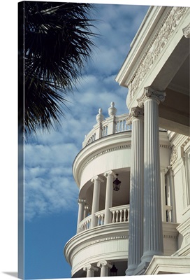 Detail of portico and Ionic columns of 25 East Battery, Charleston, South Carolina